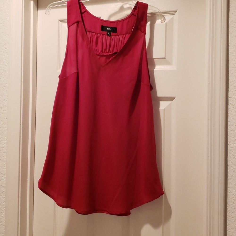 Red polyester tank top embellished back